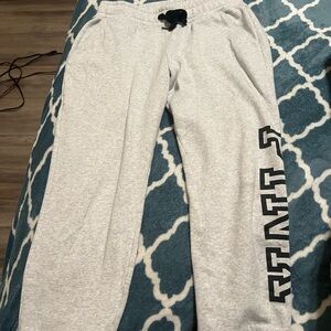 PINK Victoria's Secret Light Gray Joggers with Black Logo